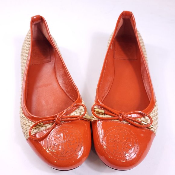 Tory Burch Orange Beige Knit Flats - Picture 3 of 7